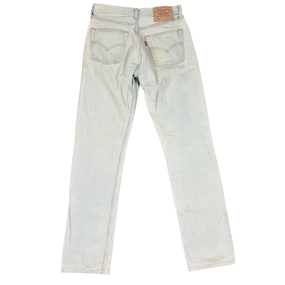 Vintage Levis Jeans Mens 29x34 Light Wash 501 Straight Leg Button Fly Distressed - Picture 2 of 9